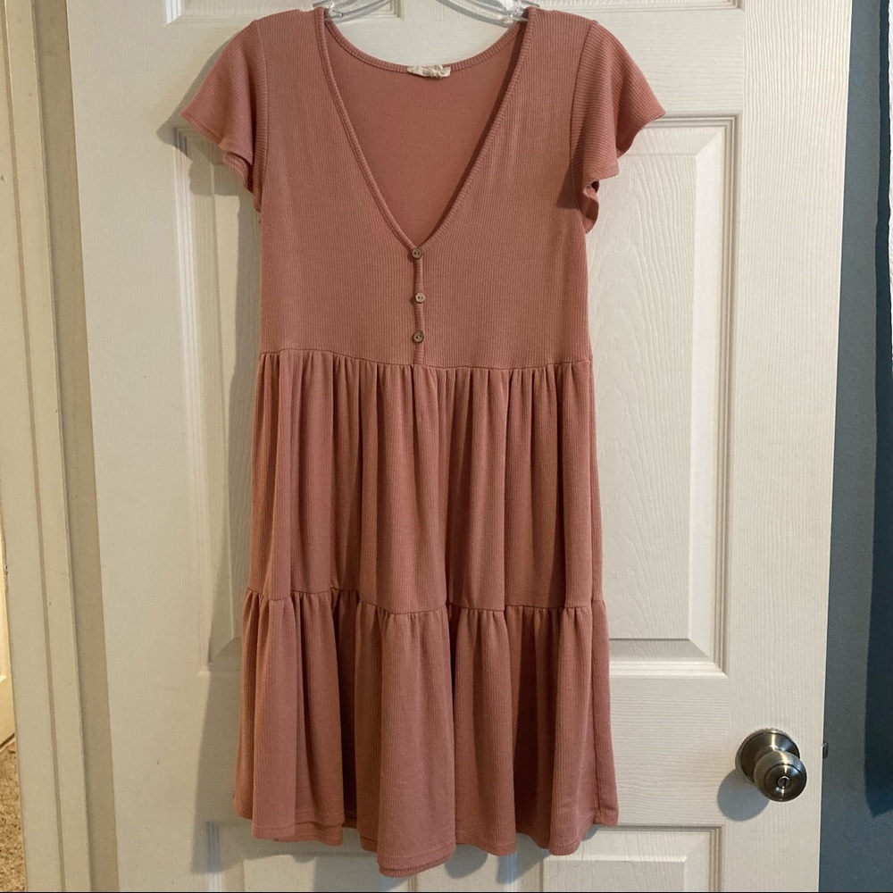 Mauve Babydoll Dress with buttons